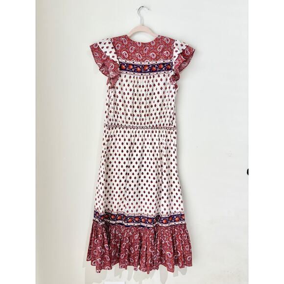 Veronica Beard Tinzia Mixed Paisley Tassel Midi Dress Red Multi Women's Small - Picture 7 of 9